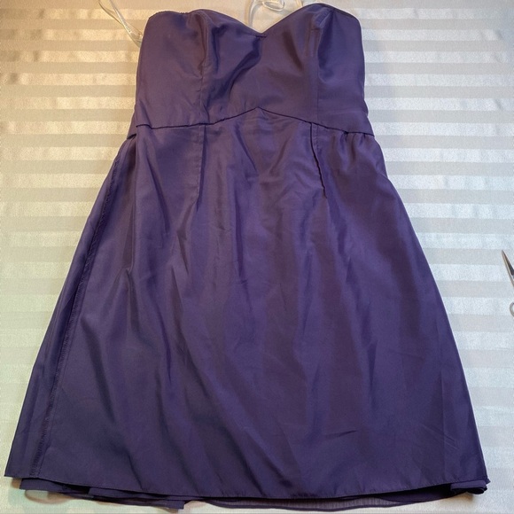 David's Bridal Strapless Short Dress Pleated Chiffon in Lapis Purple Sz 12 - Picture 15 of 16
